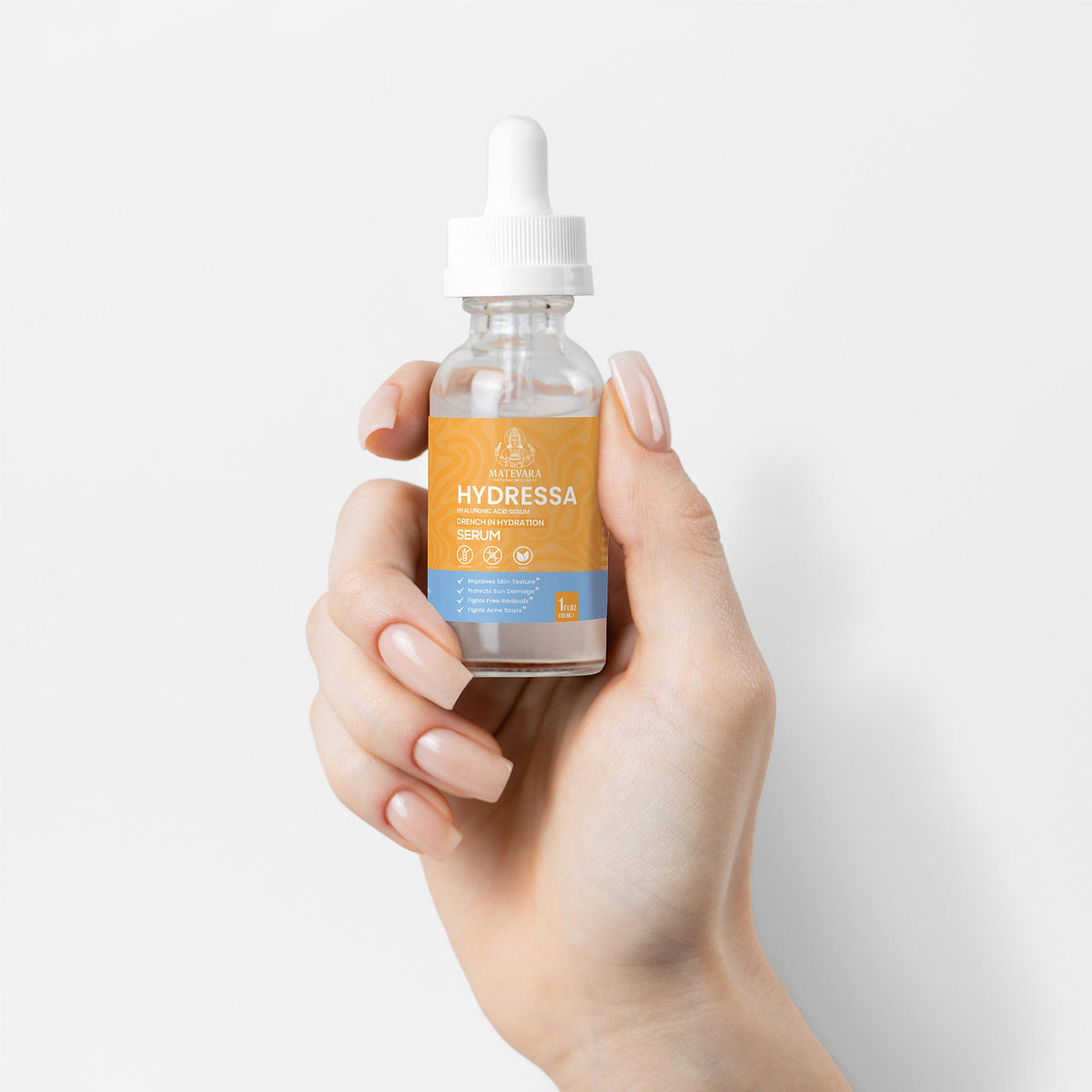 Hydressa Hyaluronic Acid Serum for Face | 4 Types HA + Hydration Support | Facial Serum | 1 fl oz - Matevara