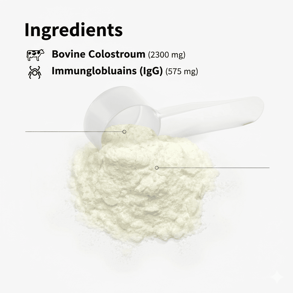 Immunora Colostrum Powder | 2300mg Bovine Colostrum with 25% IgG | Immune & Digestive Support Supplement | 2.43oz Powder - Matevara