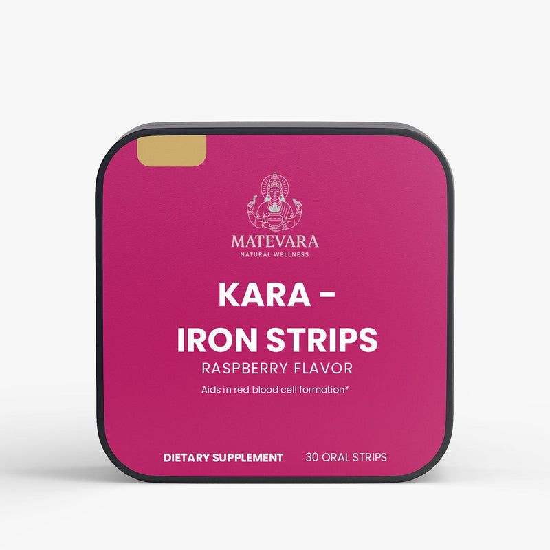 KARA Iron Strips | 19 mg Iron & 400 mcg Folate | Quick - Dissolve Raspberry Oral Strips | Energy & Red Blood Cell Support | 30 Count (1.2 oz)* - Matevara