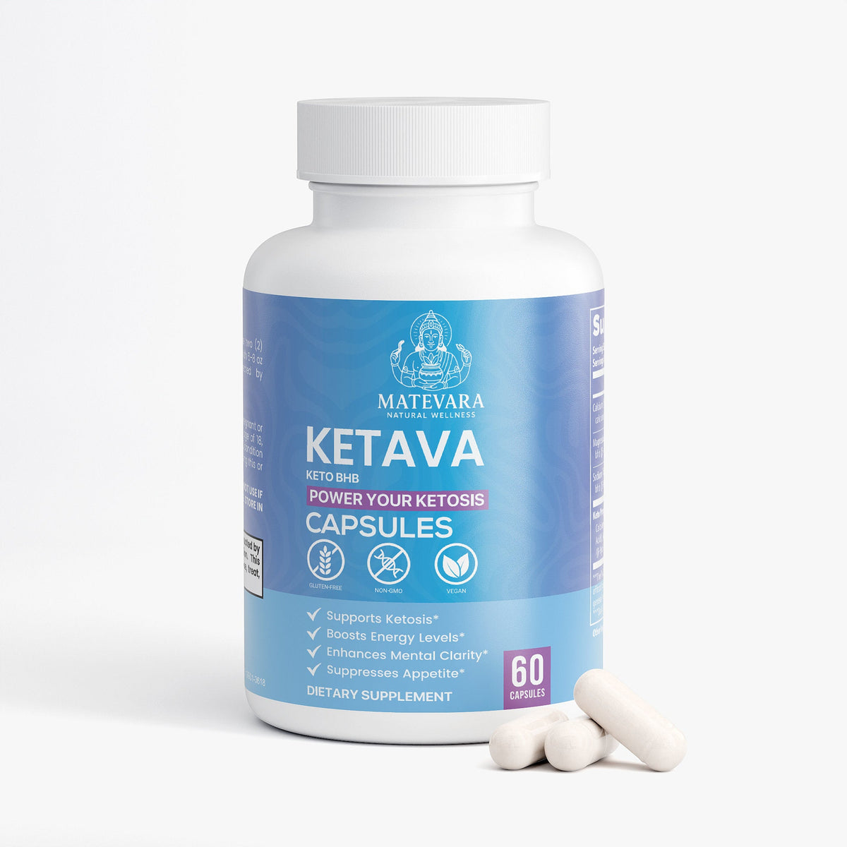 Ketava Keto BHB Capsules | Exogenous Ketones with MCT + BHB Salts | Ketosis Support Supplement | 60 Capsules - Matevara