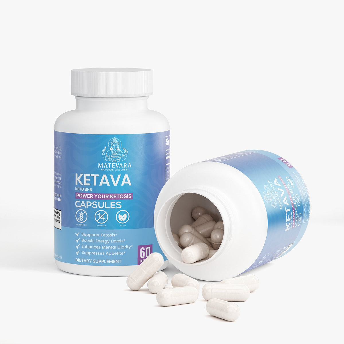 Ketava Keto BHB Capsules | Exogenous Ketones with MCT + BHB Salts | Ketosis Support Supplement | 60 Capsules - Matevara