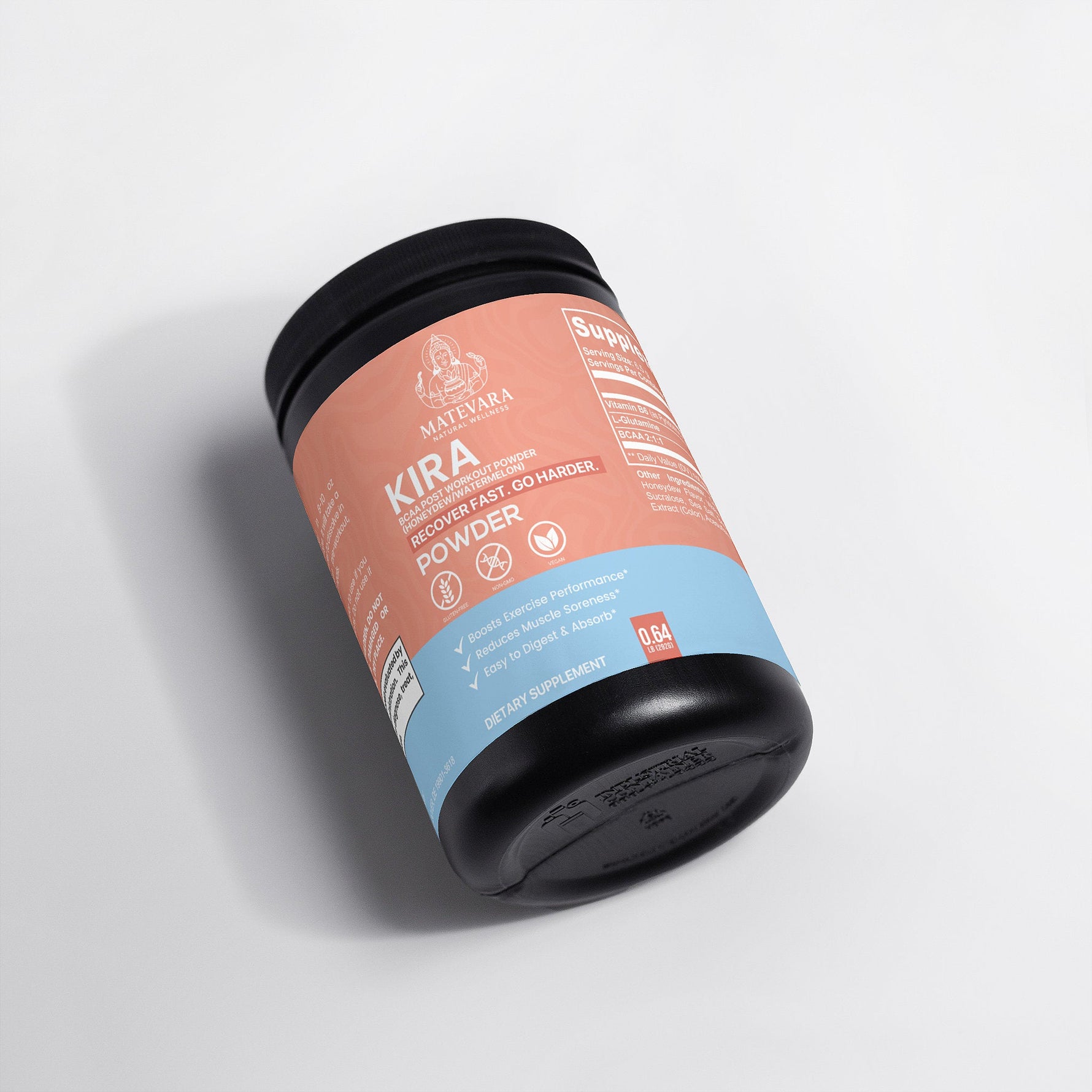 Kira BCAA Post Workout Powder | 5000mg BCAAs 2:1:1 + Glutamine | Honeydew Watermelon Flavor | 0.64 lb - Matevara
