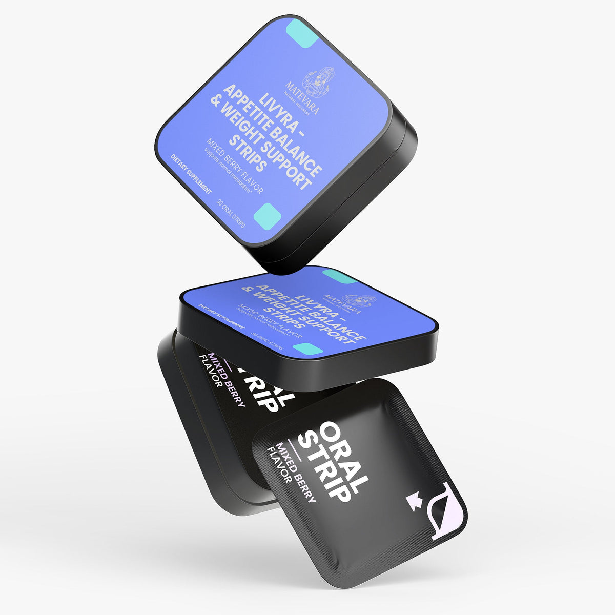 Livyra Appetite Balance & Weight Support Strips | Saffron, Chromium, Molybdenum | Mixed Berry Oral Strips | Plant - Based Supplement | 30 Count (33g)* - Matevara