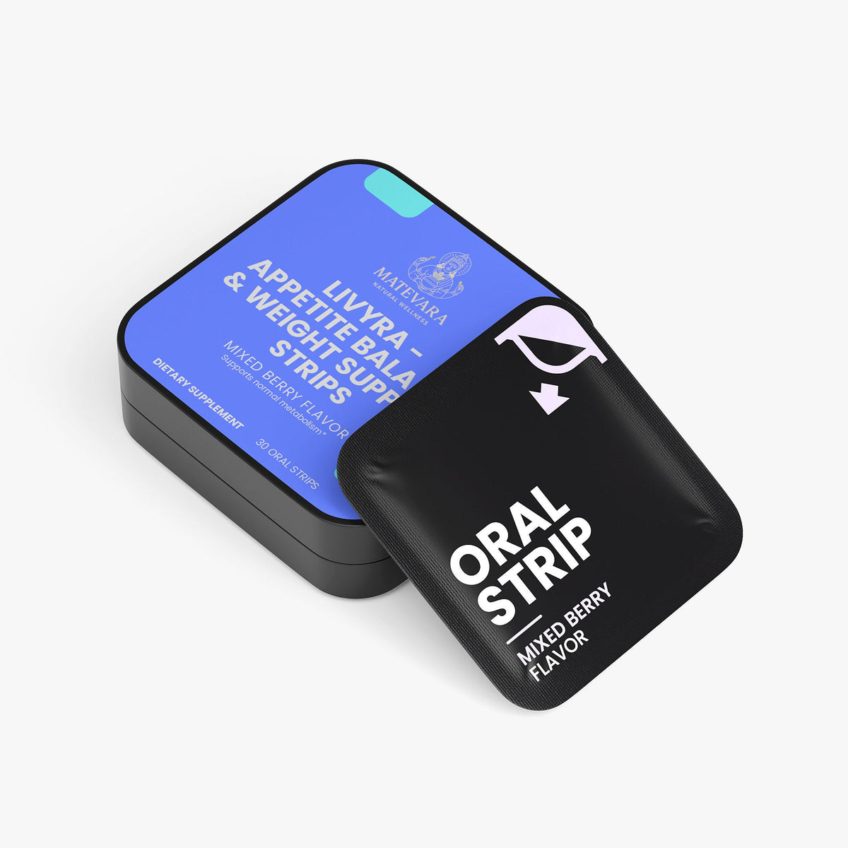 Livyra Appetite Balance & Weight Support Strips | Saffron, Chromium, Molybdenum | Mixed Berry Oral Strips | Plant - Based Supplement | 30 Count (33g)* - Matevara