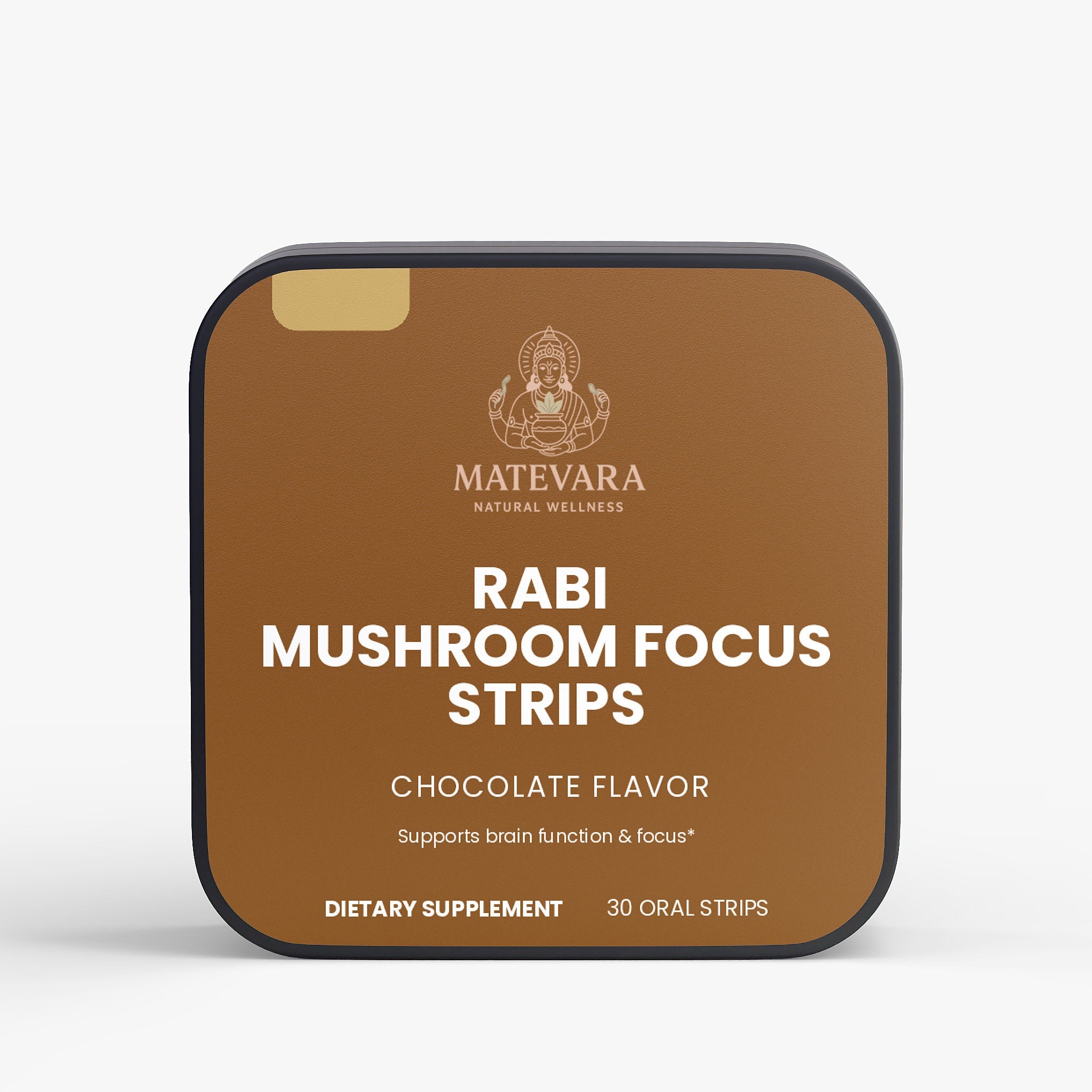 RABI Mushroom Focus Strips | Lion's Mane, Cordyceps & Maitake | Dissolvable Oral Strips | 30 Count (Chocolate) - Matevara