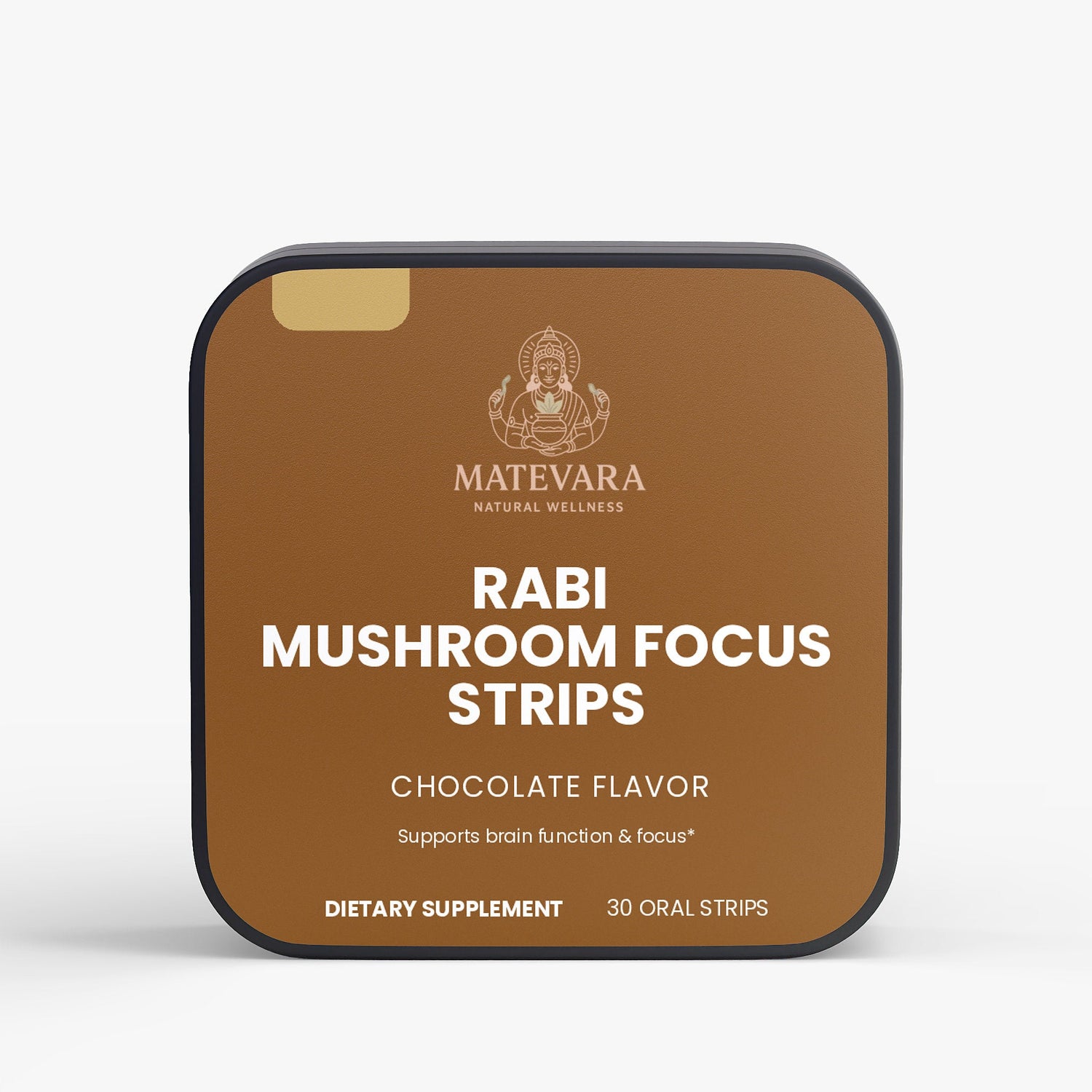 RABI Mushroom Focus Strips | Lion's Mane, Cordyceps & Maitake | Dissolvable Oral Strips | 30 Count (Chocolate) - Matevara