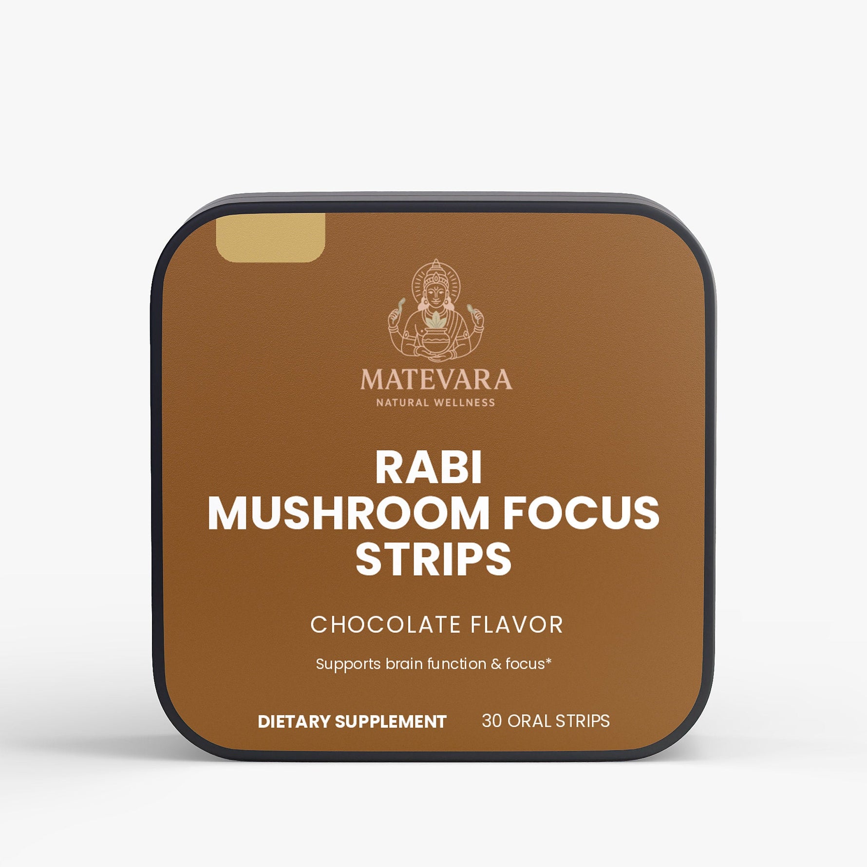 RABI Mushroom Focus Strips | Lion's Mane, Cordyceps & Maitake | Dissolvable Oral Strips | 30 Count (Chocolate) - Matevara