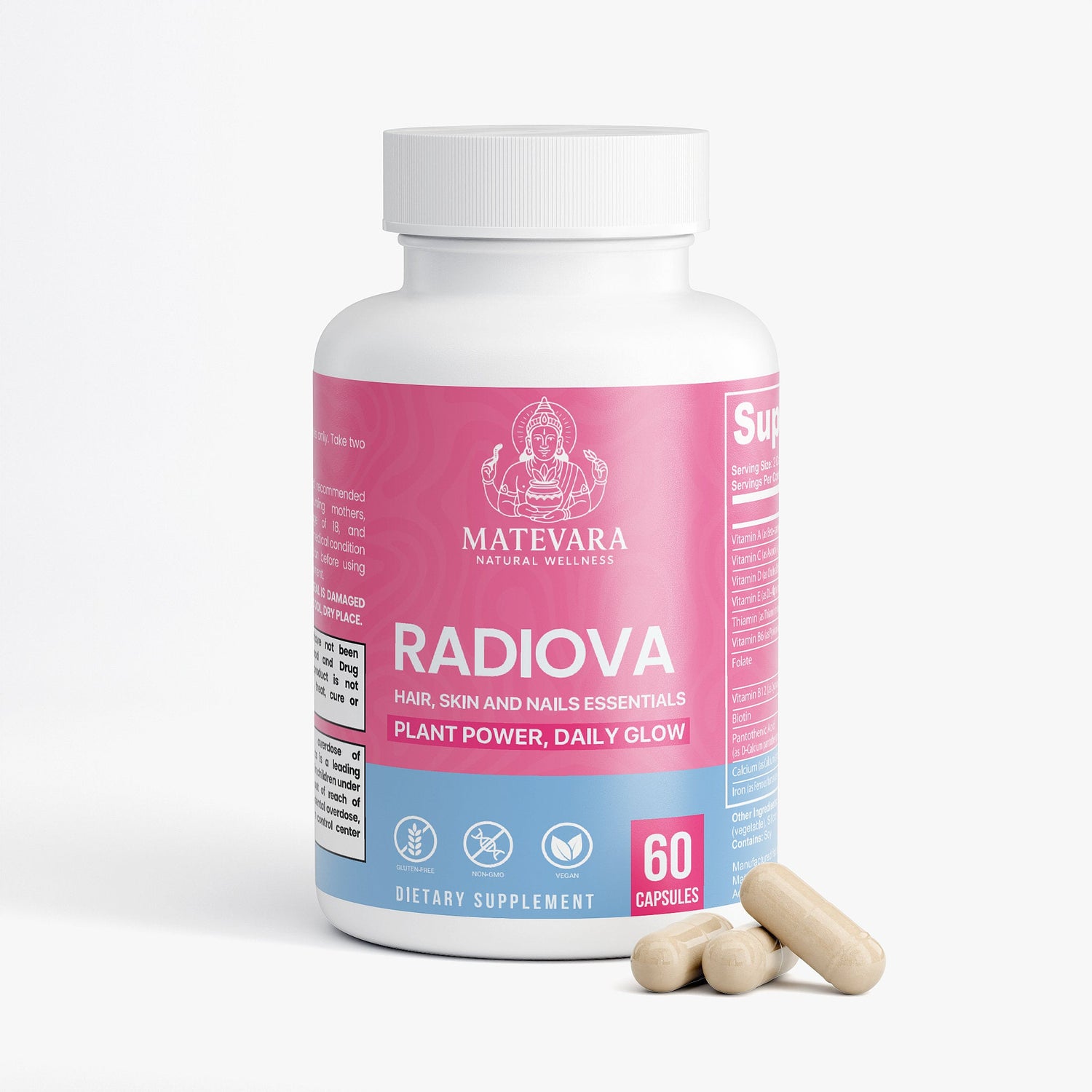 Radiova Hair, Skin & Nail Support Complex | 60 Vegetarian Capsules - Matevara