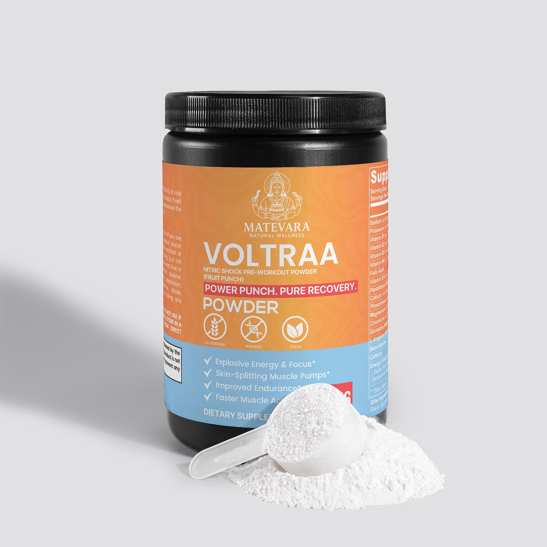 Voltraa - Nitric Shock Pre - Workout Powder (Fruit Punch) - Matevara