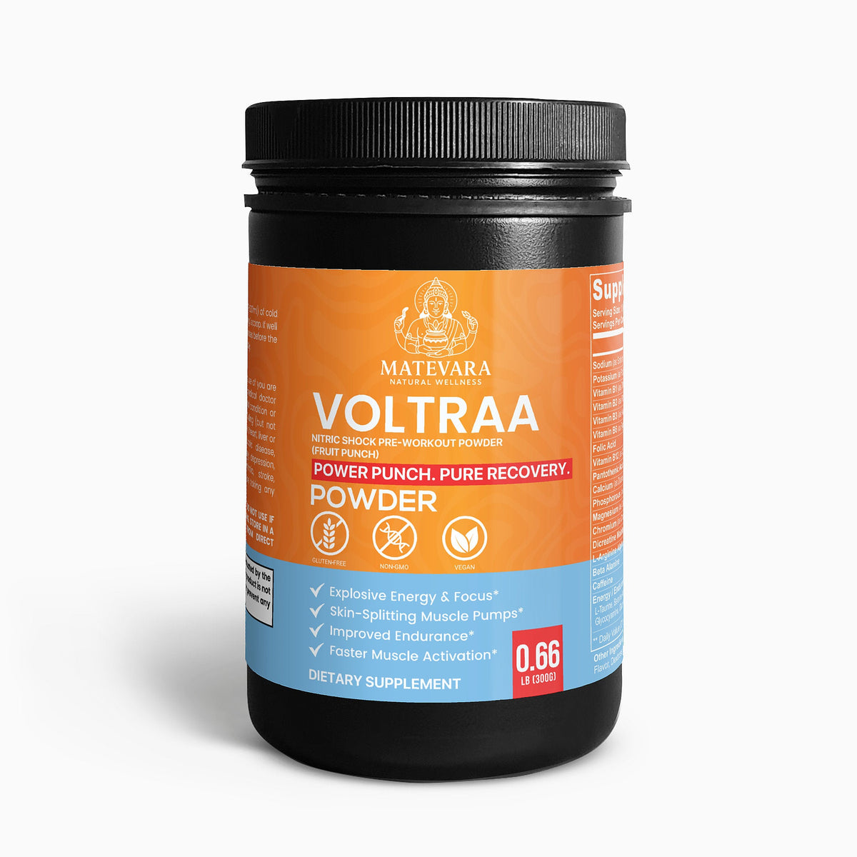 Voltraa - Nitric Shock Pre - Workout Powder (Fruit Punch) - Matevara