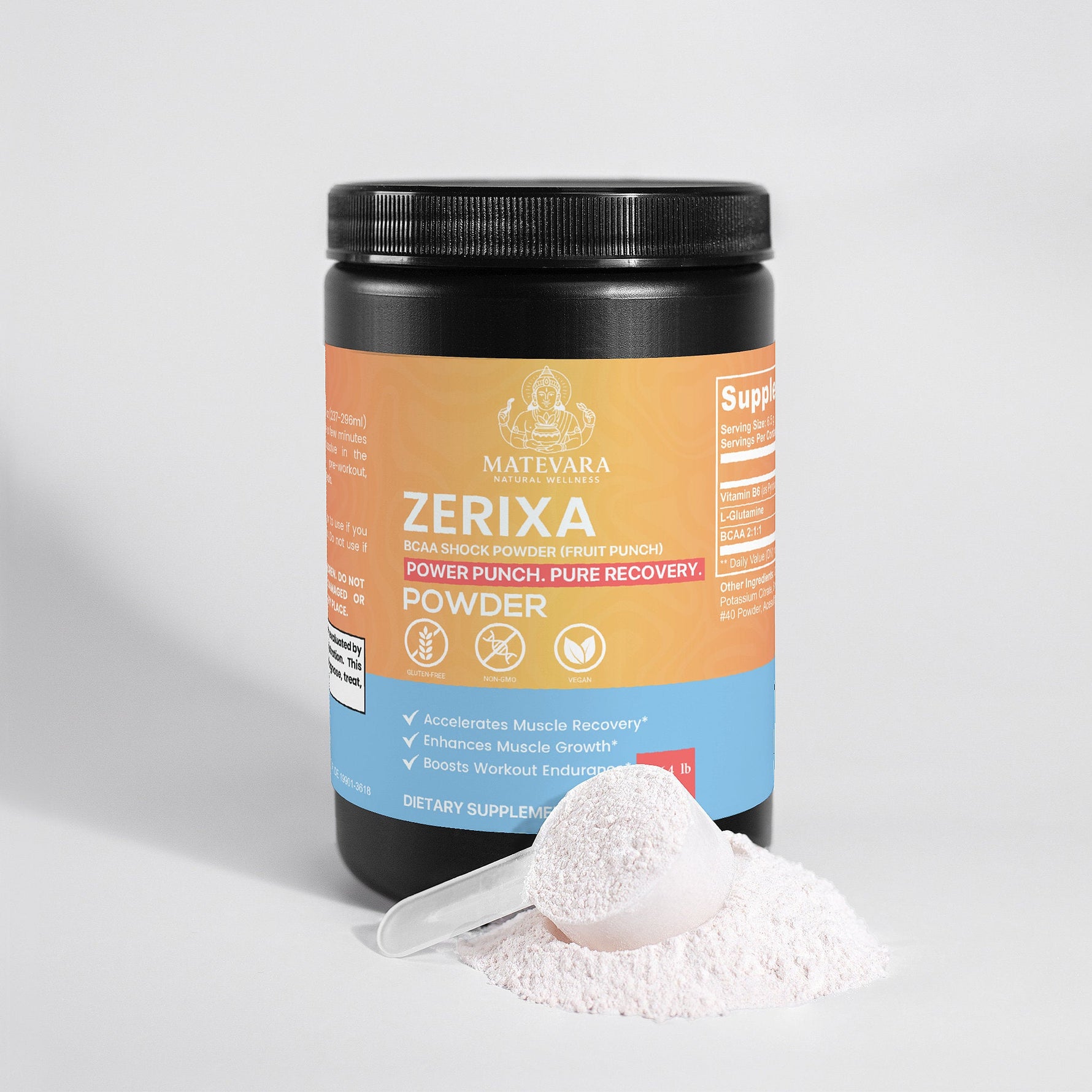 Zerixa BCAA Amino Complex - Muscle Recovery & Protein Synthesis | 5000mg BCAAs 2:1:1 + Glutamine | Muscle Recovery & Protein Synthesis | Fruit Punch | 292g - Matevara